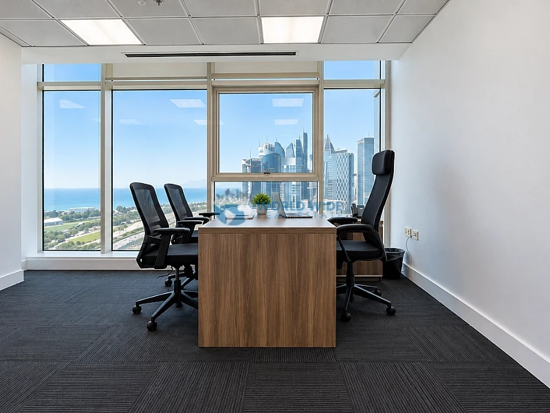 Premium Fully Furnished Half-Floor Office with Sea & Doha Skyline Views