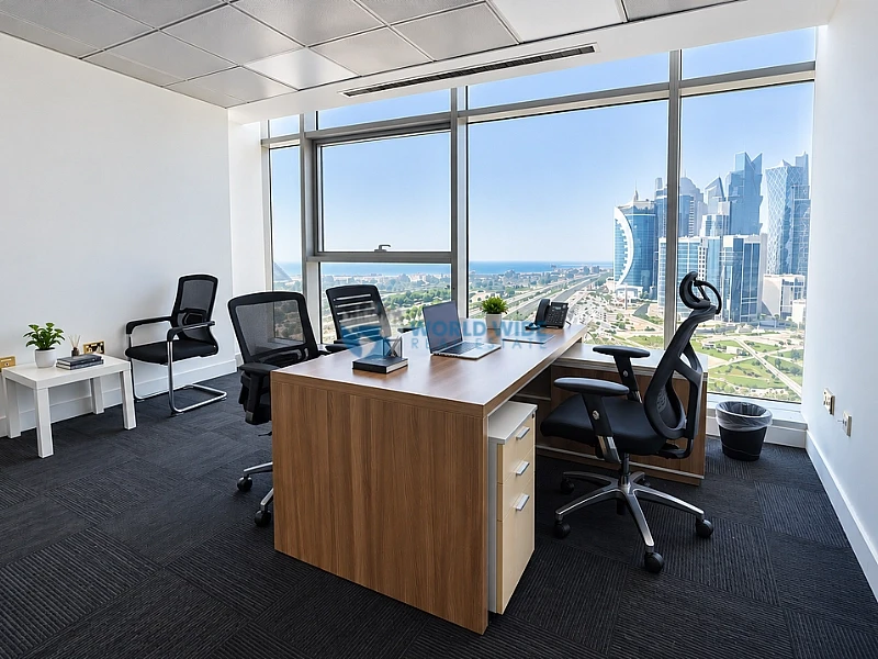 Premium Fully Furnished Half-Floor Office with Sea & Doha Skyline Views